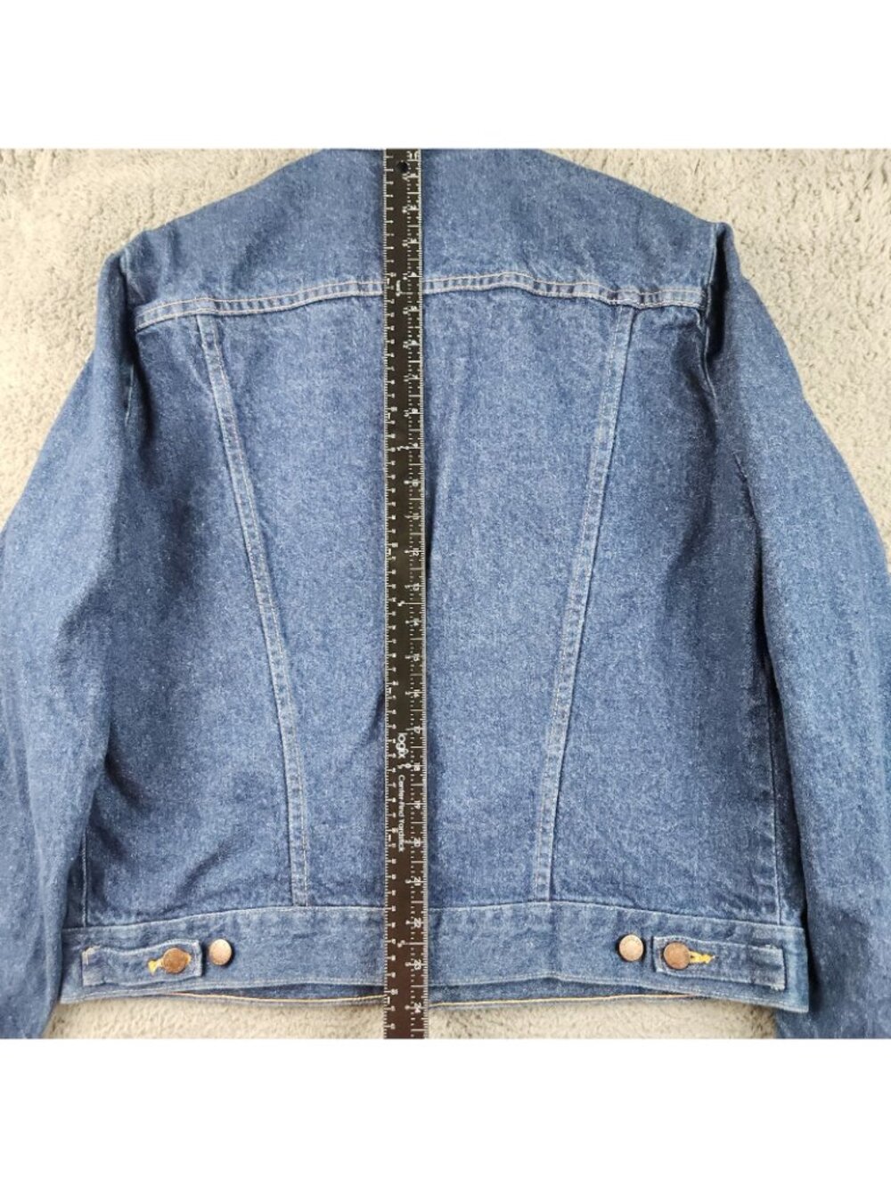 VTG Wrangler Rustler 80's Denim Jacket Tag Large Fit Med USA Made 13oz Trucker - Picture 9 of 15